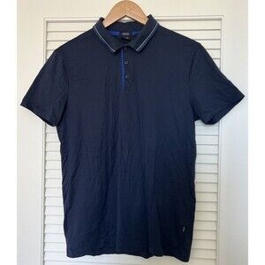 HUGO BOSS Polo Shirt Mens Size Small Regular Fit Blue Contrast Trim Golf Preppy